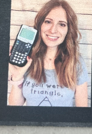 Addy Lamm holding a graphing calculator